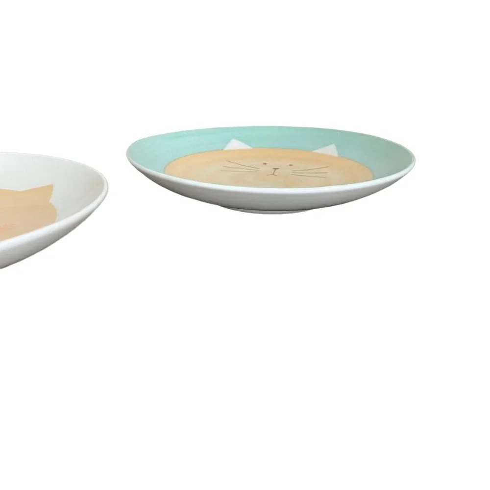 Ceramic Pig Cat Graphic Plates Cat food dishes Plates Whimsical